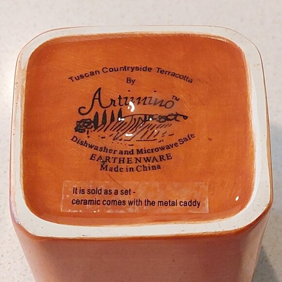 Artimino Earthenware Tuscan Countryside Vintage Terracotta Creamer & Sugar Set - Picture 16 of 16